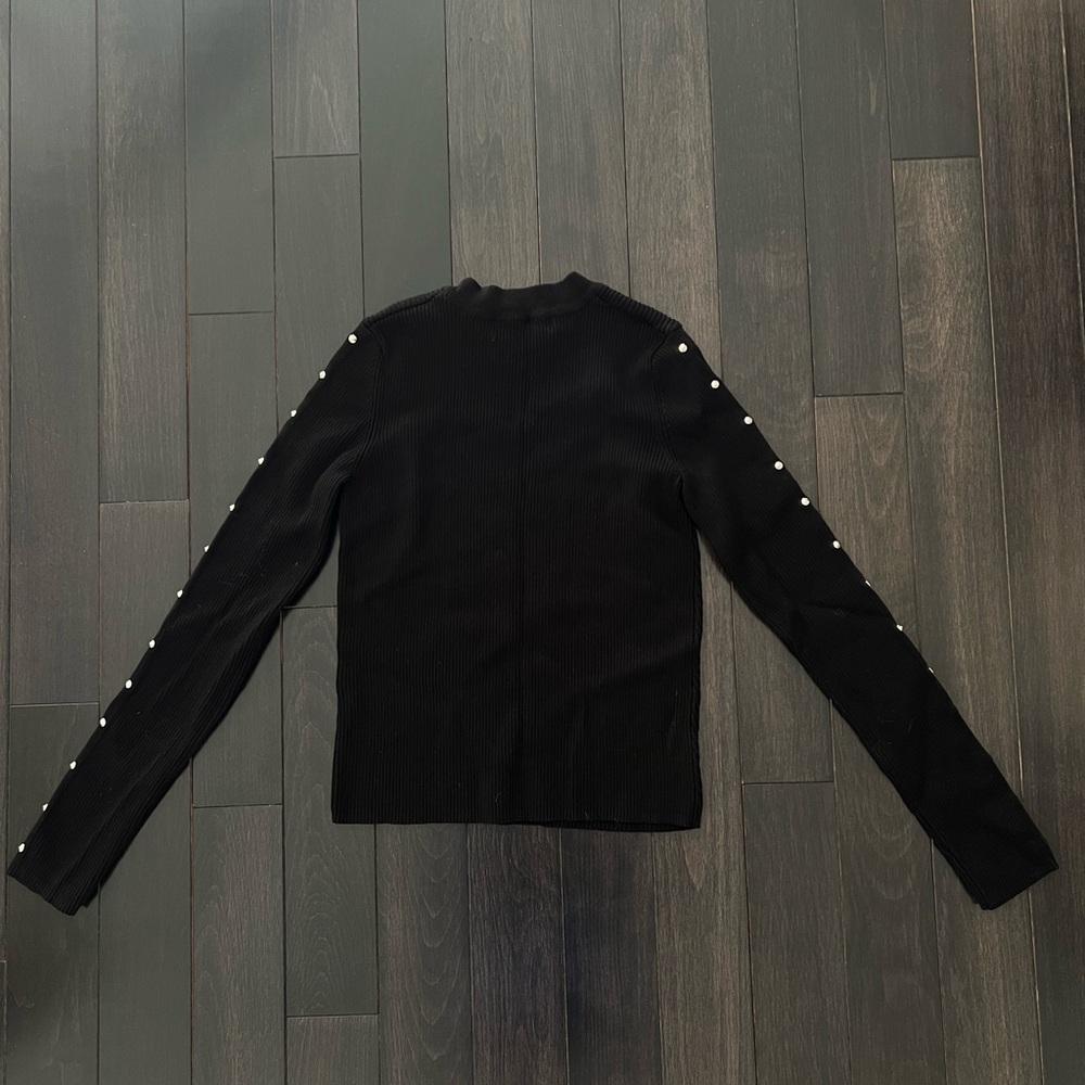Zara Black Knit Longsleeve with Crystal embellishments on Sleeves